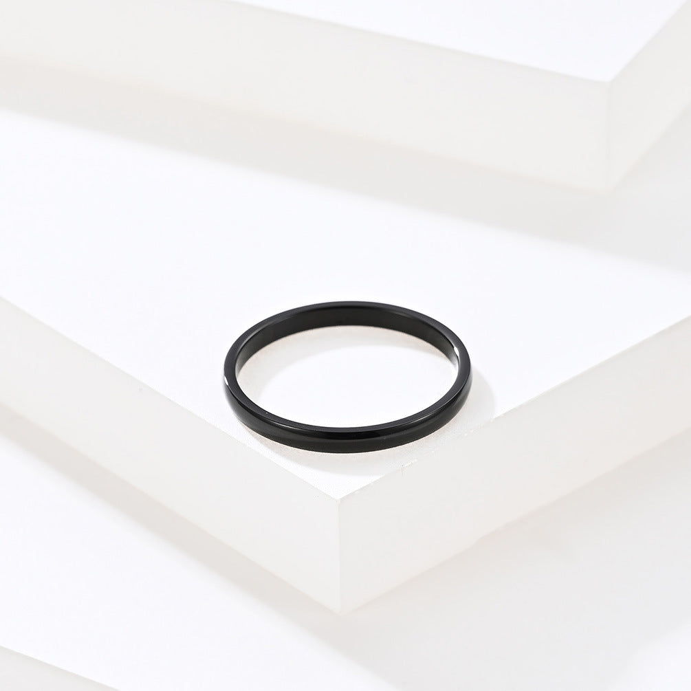 Minimalist Stainless Steel 2mm Single Tail Couple Ring