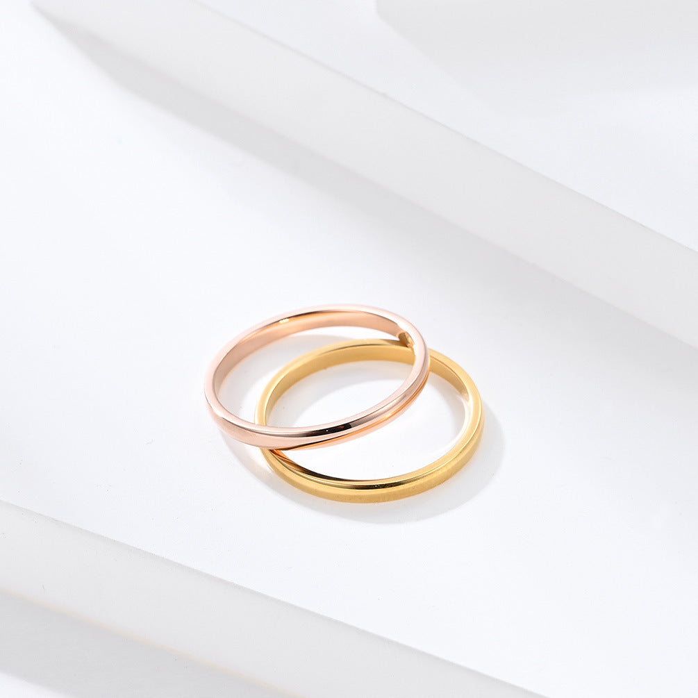 Elegant Titanium Steel Gold-Plated Couple Rings for All