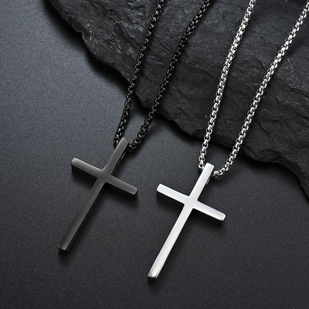 Titanium Steel Simple Cross Necklace Unisex Pendant Chain
