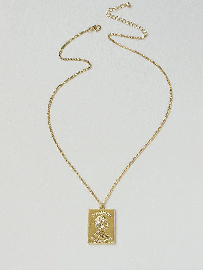 Exaggerated Retro Fashion Queen Gold Coin Necklace - Vienna Verve Collection
