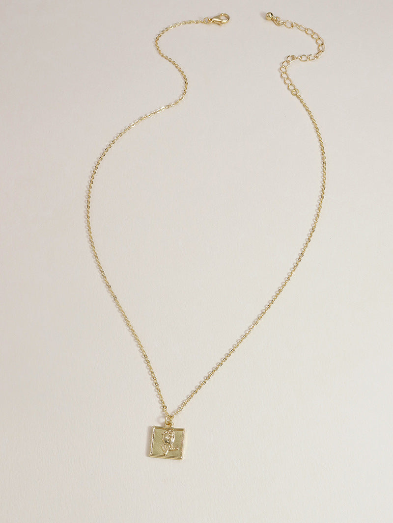 Simple Metal Rose Necklace - Exquisite Cross-Border Fashion Jewelry