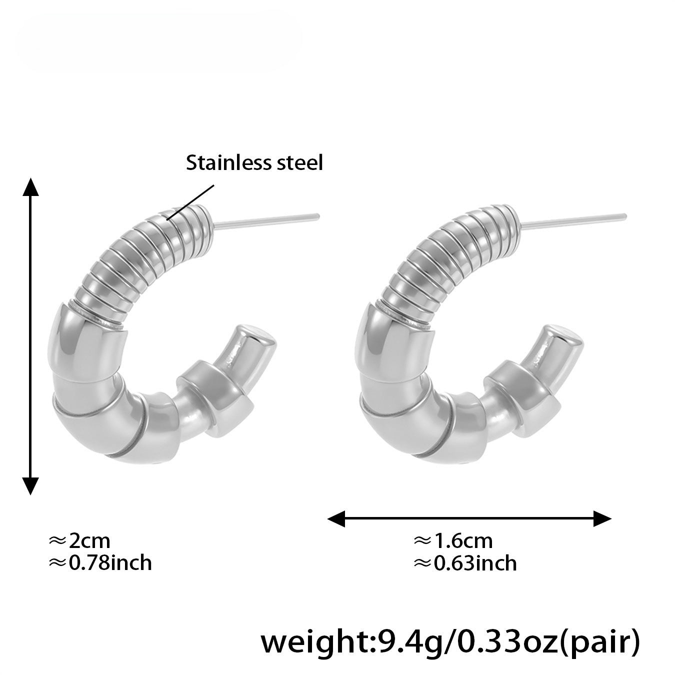 Planderful C Shaped Earrings Irregular Color Gold For Women