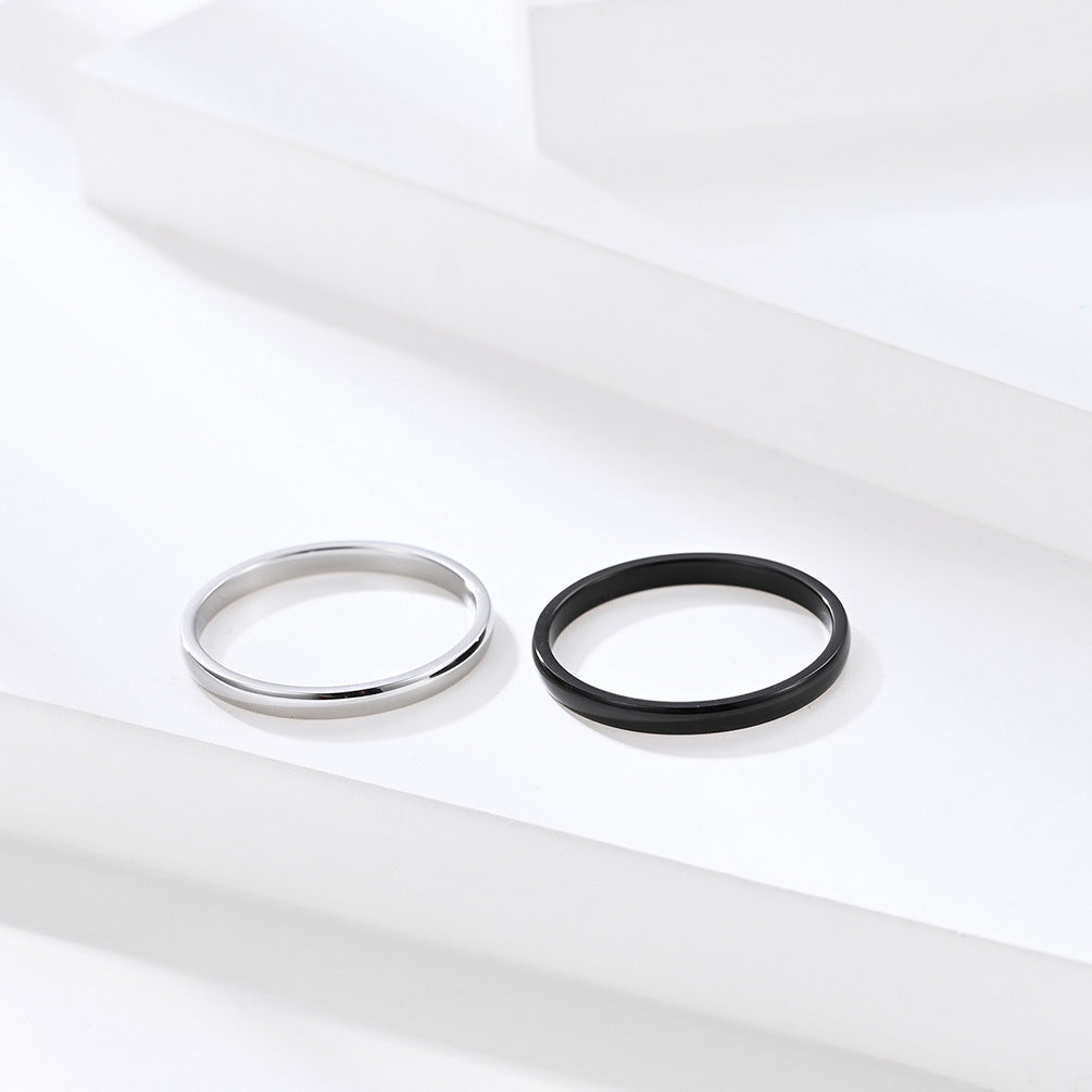 Minimalist Stainless Steel 2mm Single Tail Couple Ring