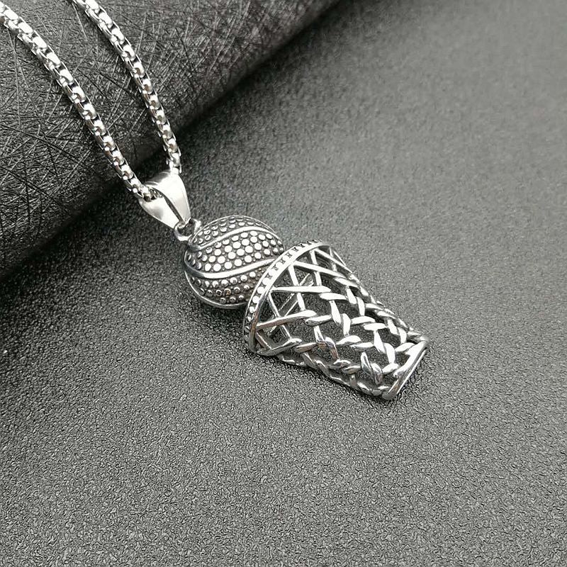 Steel Necklace - Vintage Punk Basketball Net Pendant