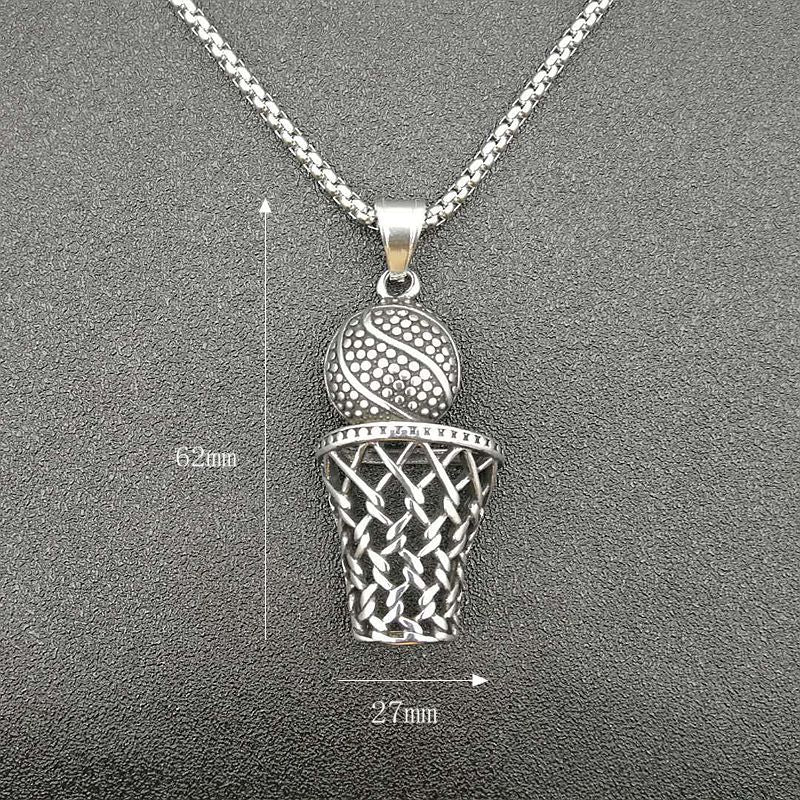 Steel Necklace - Vintage Punk Basketball Net Pendant
