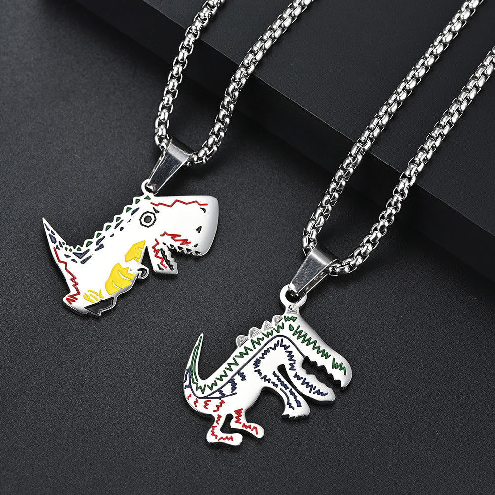 Colorful Dinosaur Pendant Necklace — Two Designs