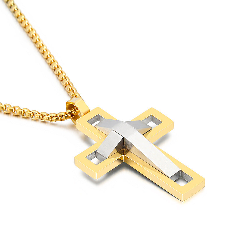 Men's Trendy Cross Pendant in Titanium Steel for a Bold Fashion Statement
