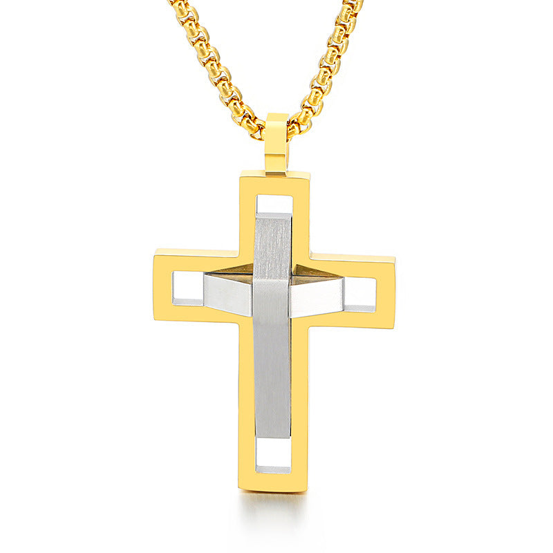 Men's Trendy Cross Pendant in Titanium Steel for a Bold Fashion Statement