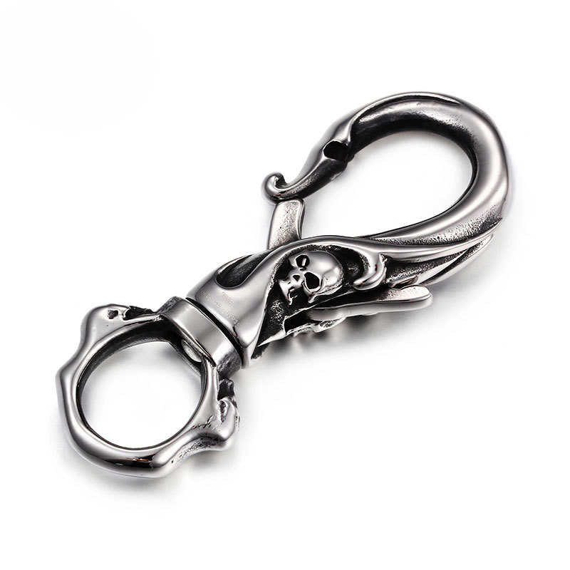 Stylish Stainless Steel Skull Keychain Pendant for Men - European and American Fashion