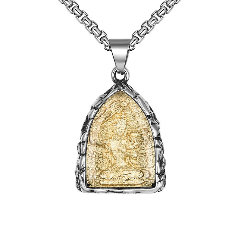 Stainless Steel Necklace - Statement Patron Saints Pendant
