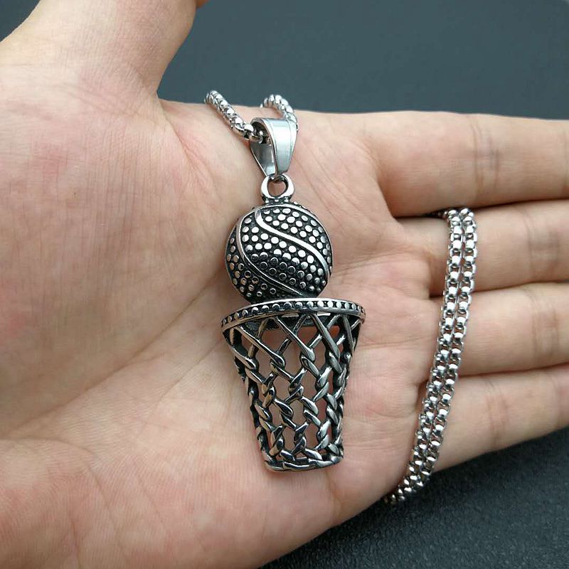 Steel Necklace - Vintage Punk Basketball Net Pendant