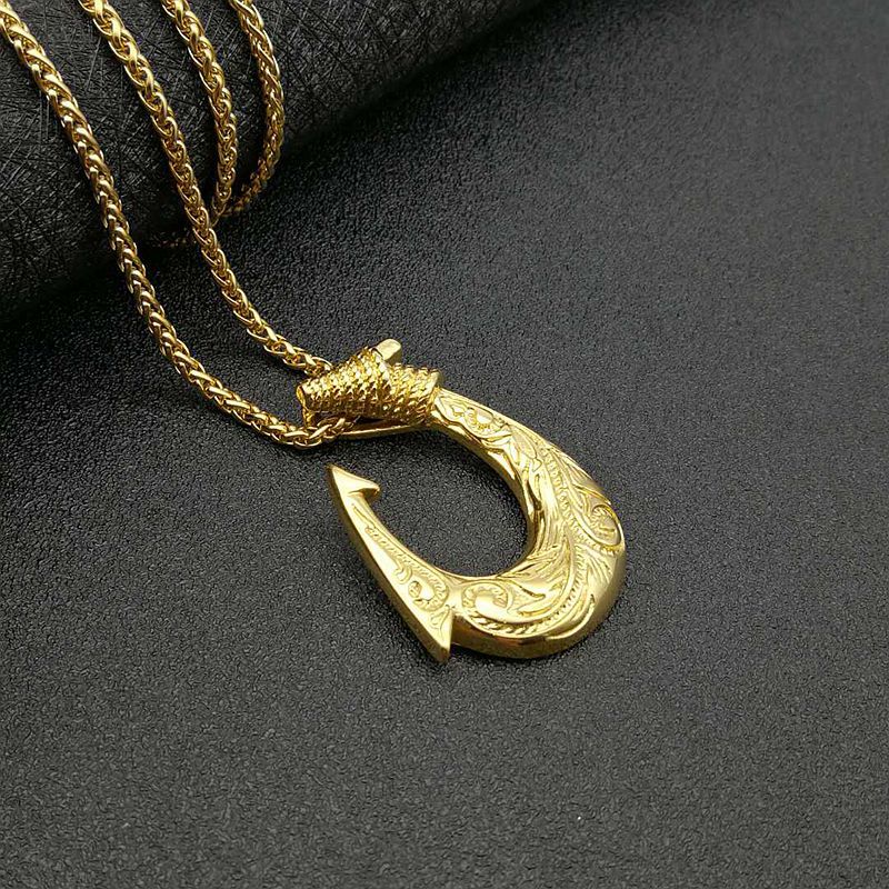 Steel Necklace – Statement Nordic Viking Fish Hook Pendant