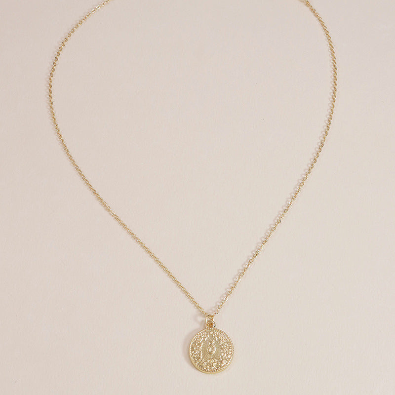 European Charm Collection: Vienna Verve Alloy Portrait Necklace - Wholesale Gold Coin Pendant