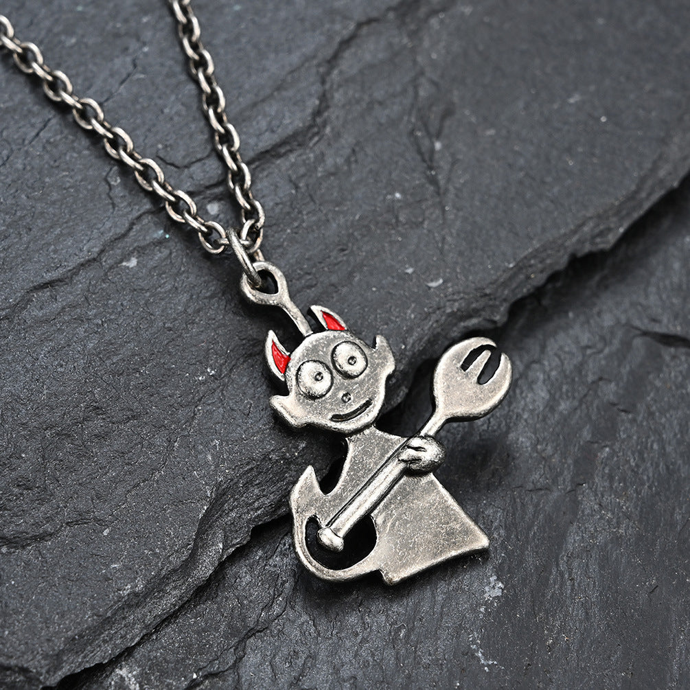 Japanese Trendy Brand Devil Angel Hip Hop Necklace for Men