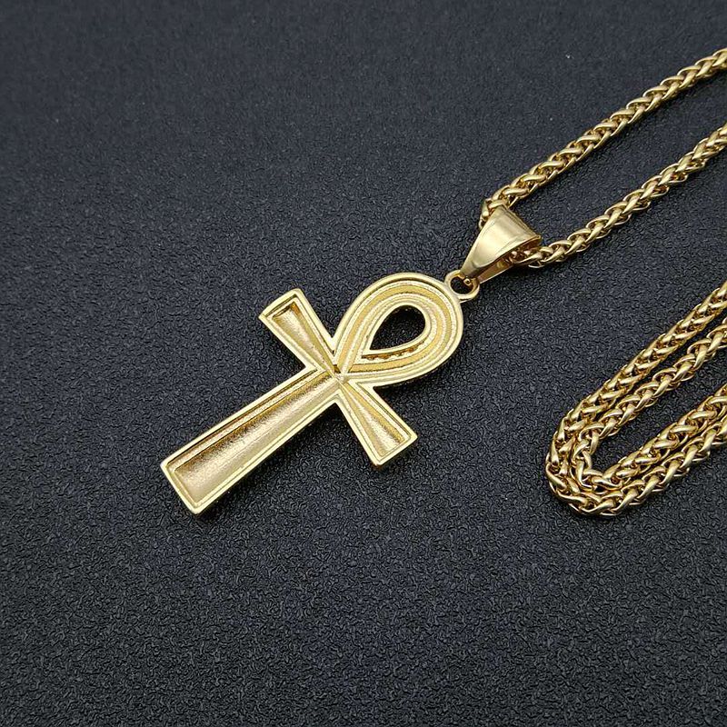 Planderful Ankh Key Pendant Unisex Stainless Steel Necklace