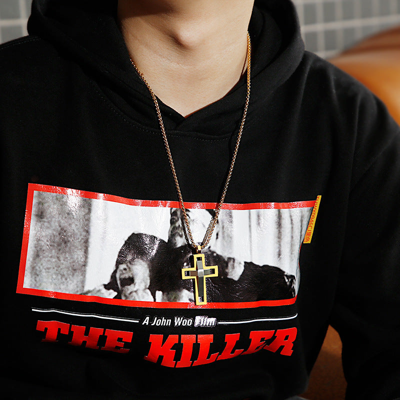 Men's Trendy Cross Pendant in Titanium Steel for a Bold Fashion Statement