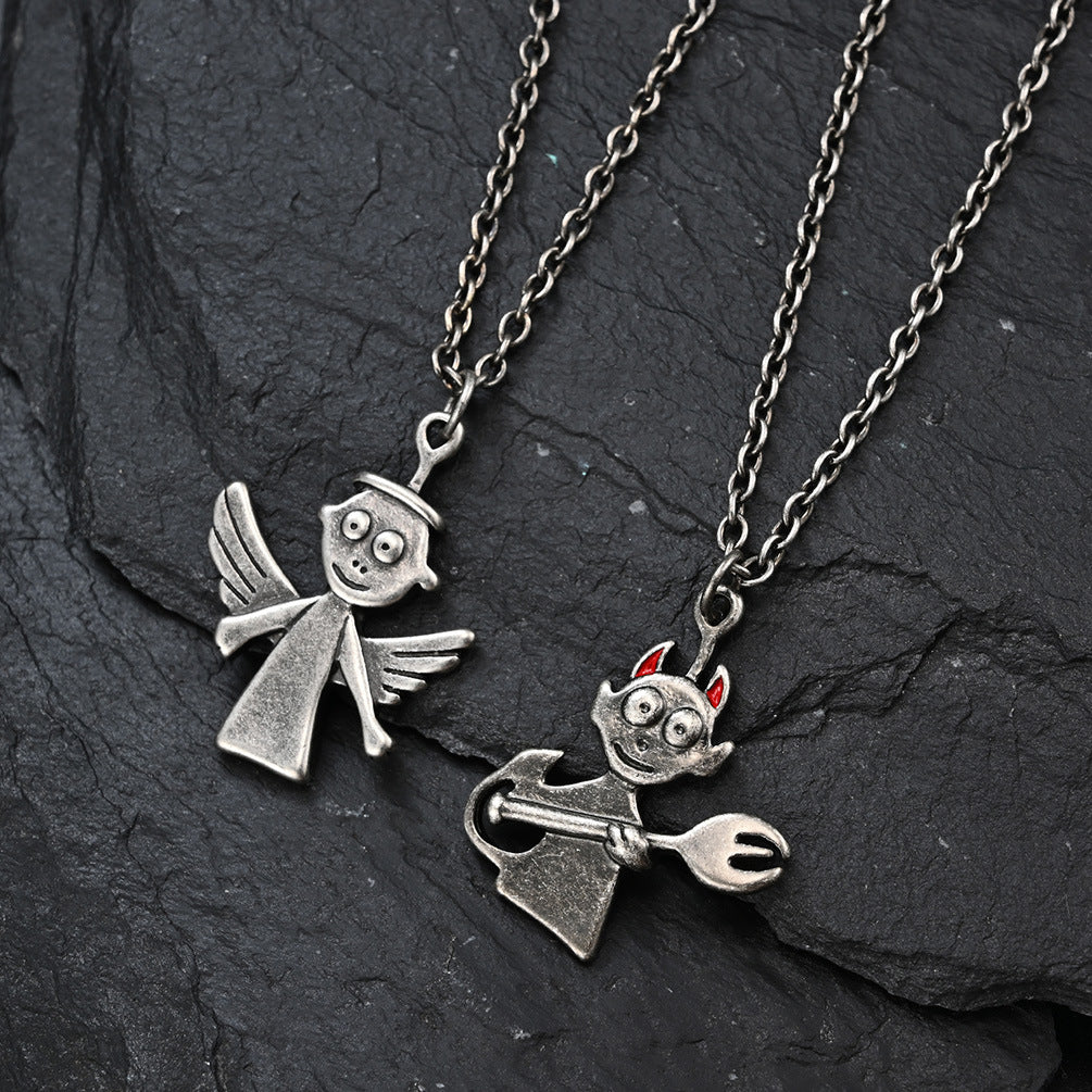Japanese Trendy Brand Devil Angel Hip Hop Necklace for Men