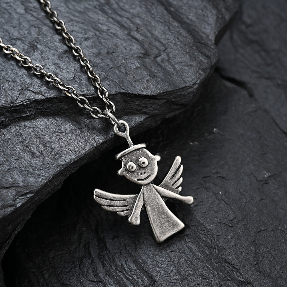 Japanese Trendy Brand Devil Angel Hip Hop Necklace for Men