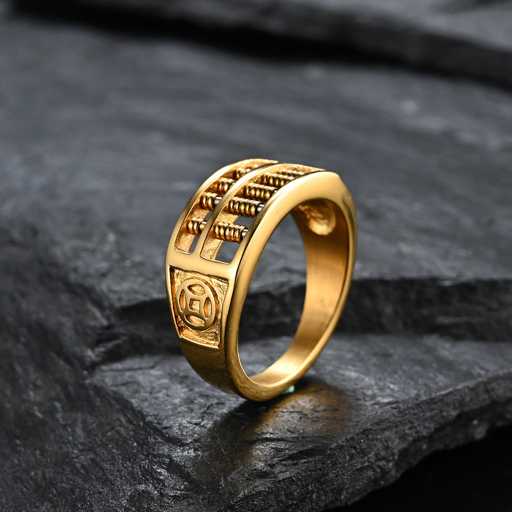 Stainless Steel Plated 18k Gold Abacus Abacus Ring – Copper Coin Fortune product view