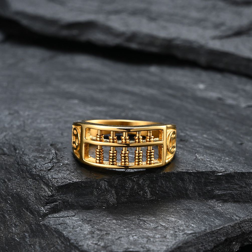 Stainless Steel Plated 18k Gold Abacus Abacus Ring – Copper Coin Fortune product view