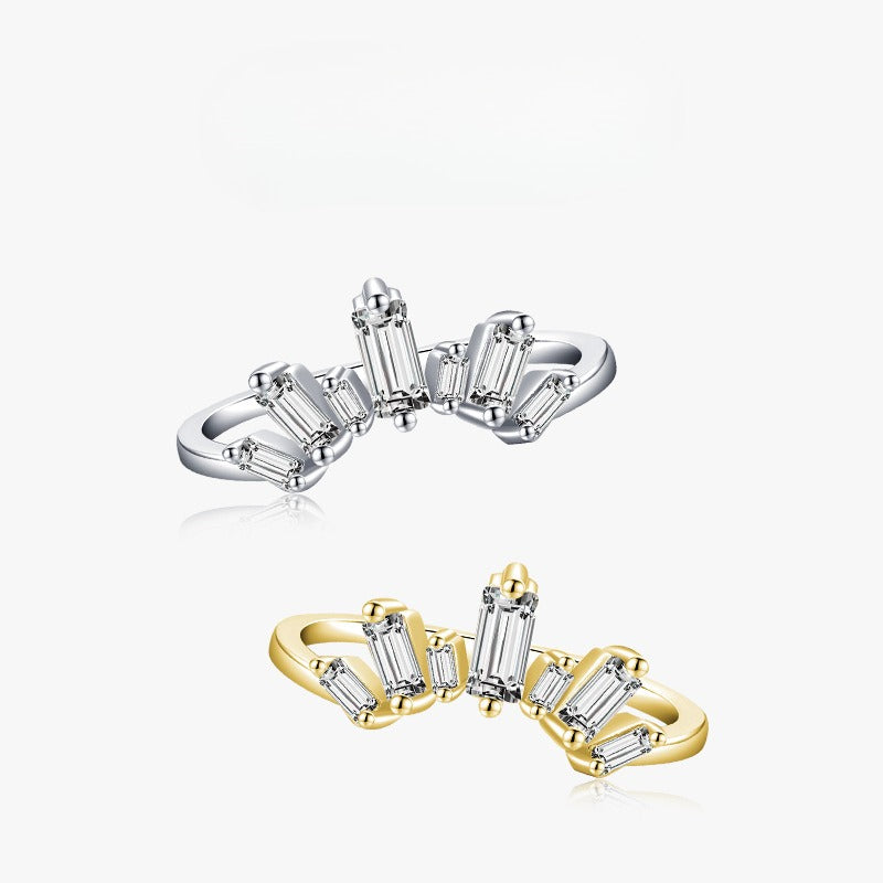 S925 Sterling Silver Crown Zircon Band
