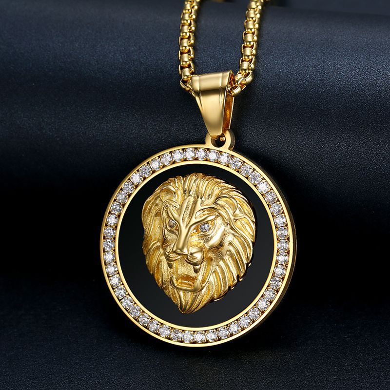 Steel Necklace - Statement Hip Hop Lion Pendant