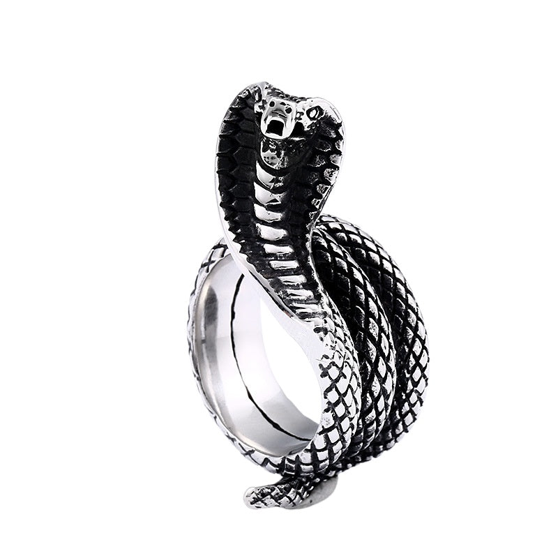 Personalized Cobra Ring in Stainless Steel - Unisex Retro Elegance for Daily Wear