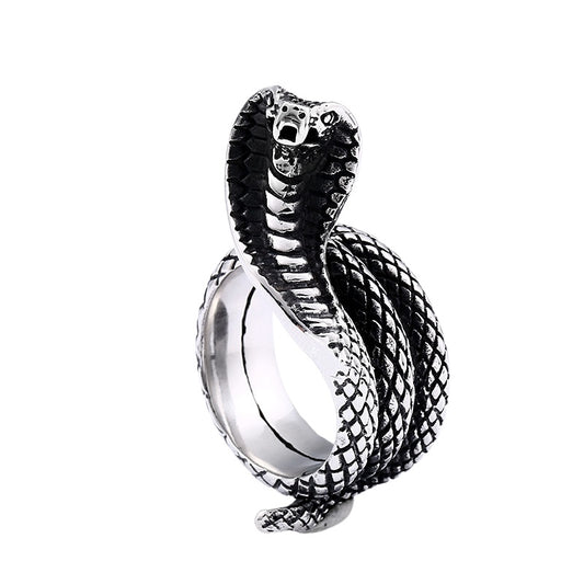 Personalized Cobra Ring in Stainless Steel - Unisex Retro Elegance for Daily Wear