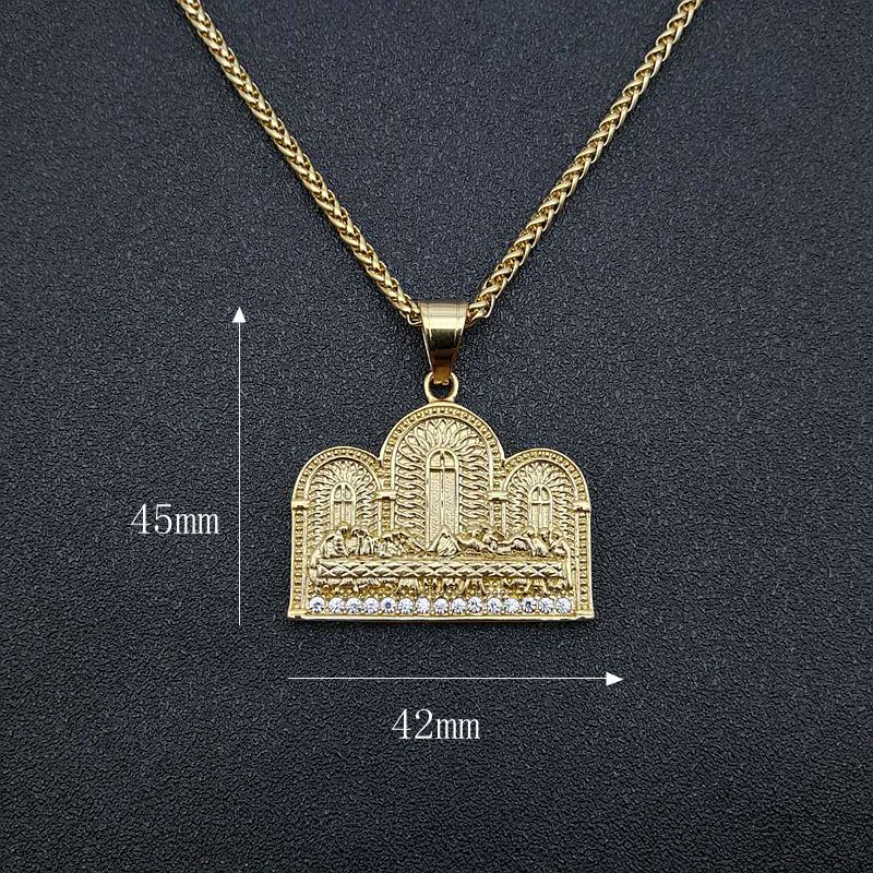 Planderful Thirteen Apostles Pendant Necklace Titanium Steel Gold Plated Zircon For Hip Hop Fans