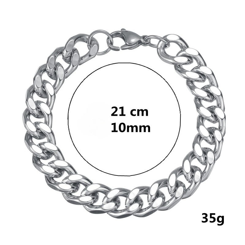 Planderful Cuban Link Bracelet 10mm Steel Polished Unisex Hip Hop Streetwear Accessory