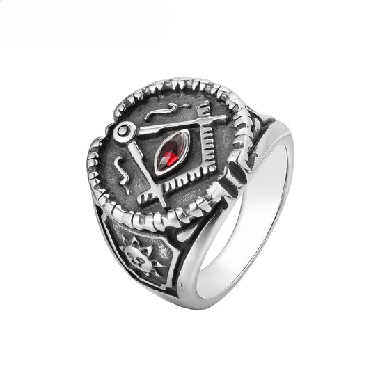 Planderful Everyday Genie Masonic Ring For Men Unisex Titanium Steel Protection Statement