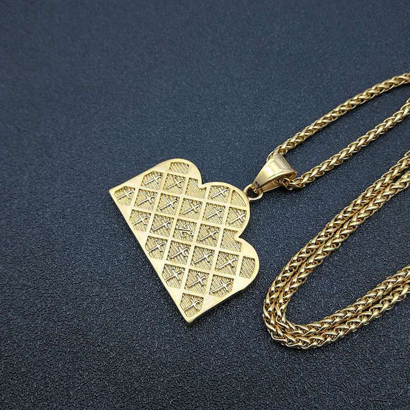 Planderful Thirteen Apostles Pendant Necklace Titanium Steel Gold Plated Zircon For Hip Hop Fans