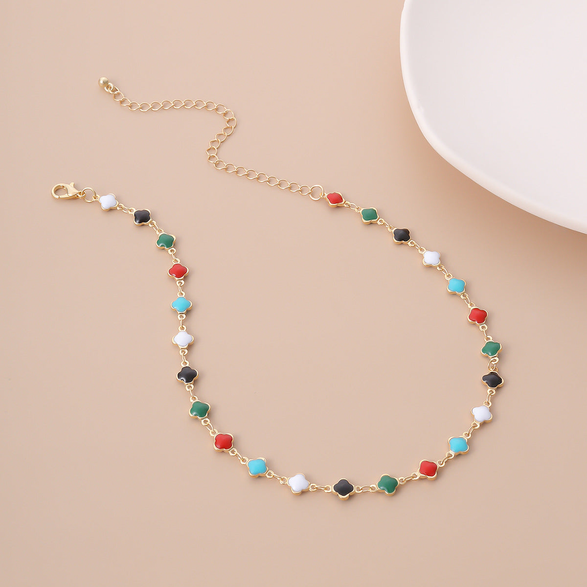 Statement Necklace With Small Flower Detail For Women By Planderful Vienna Verve Handmade Retro Color