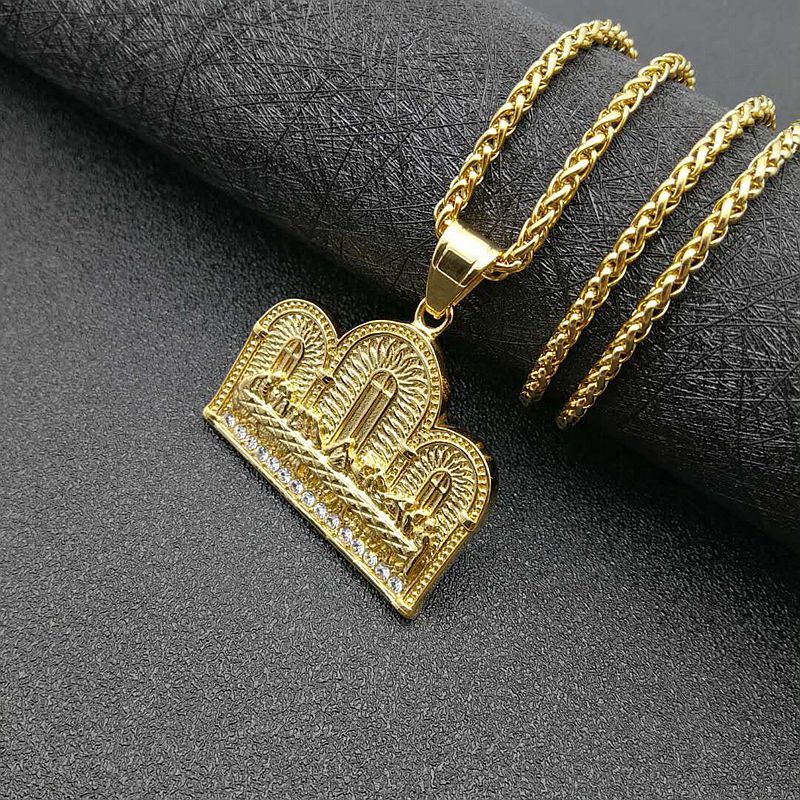 Planderful Thirteen Apostles Pendant Necklace Titanium Steel Gold Plated Zircon For Hip Hop Fans