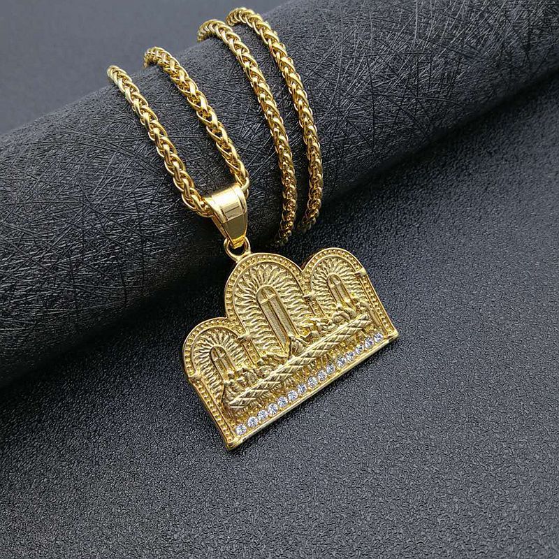 Planderful Thirteen Apostles Pendant Necklace Titanium Steel Gold Plated Zircon For Hip Hop Fans