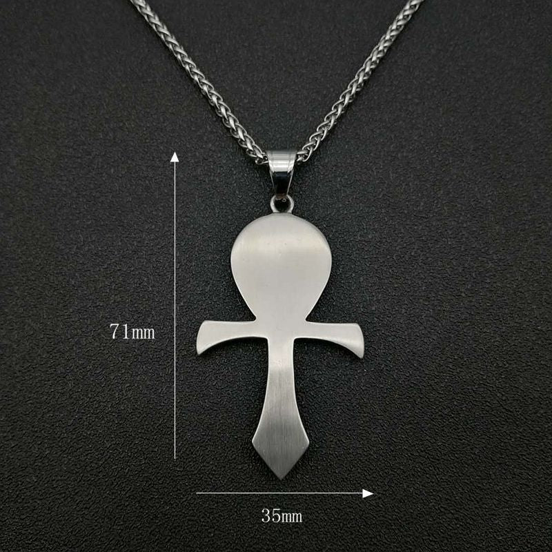 Planderful Everyday Genie Hip Hop Necklace Eye of Horus Ankh Pendant Gold Plated Zircon Titanium Steel For Men
