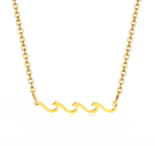 European And American Simple Personalized Gold Women's Wave Necklace