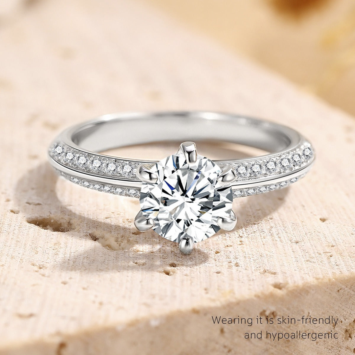 Classic Six-Prong S925 Sterling Silver Ring