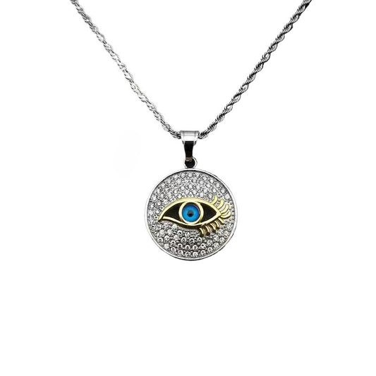 Zircon Necklace – Statement Blue Eye Pendant