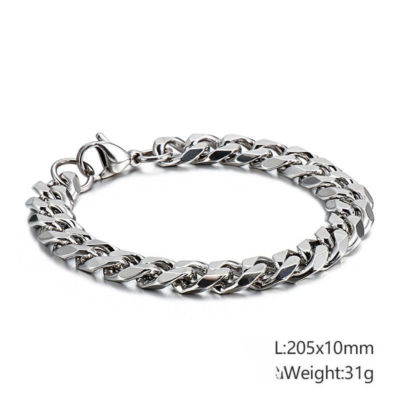 Six-Sided Grinding Stainless Steel Chain – Men's Titanium Steel Tide Bracelet