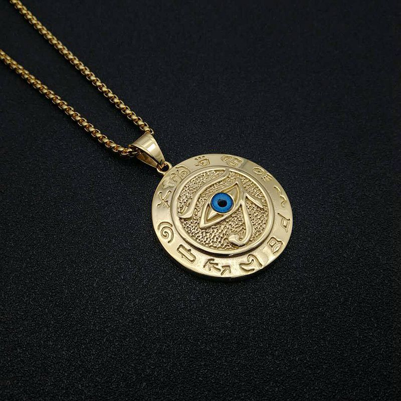 Planderful Eye Of Horus Necklace Titanium Steel Pendant For Egypt Lovers Durable Eagle Eye Necklace