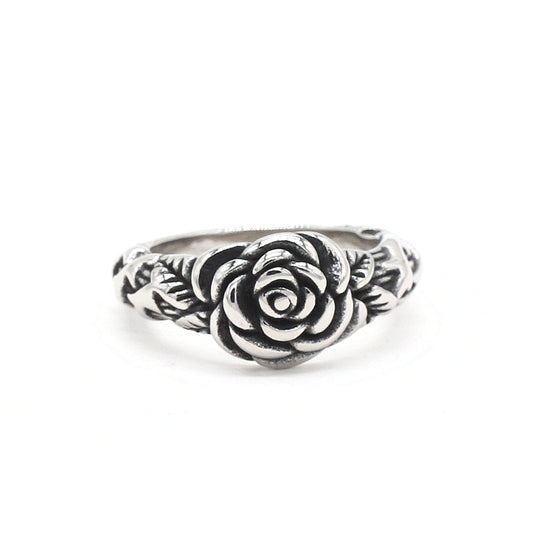 Planderful Rose Titanium Steel Ring Unisex Bold Statement For Men And Women Retro European Style