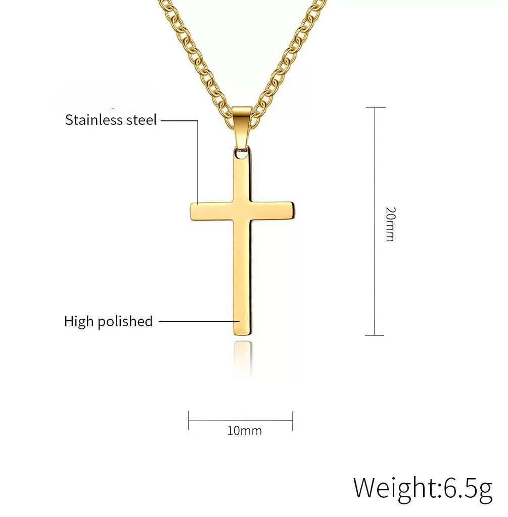 Planderful Gold Cross Necklace For Men Stainless Steel Pendant With Warm Tone Finish Durable Hip Hop Style Gift Idea