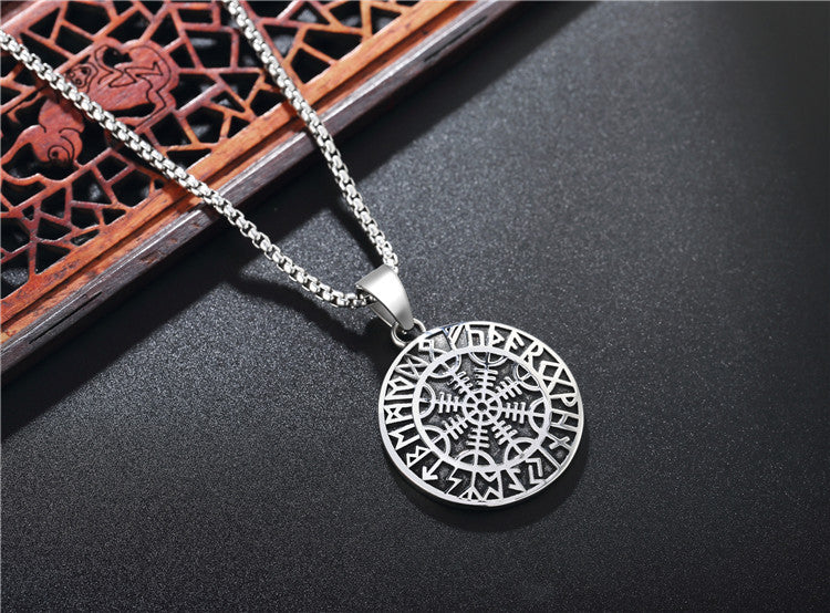 Planderful Personalized Viking Pendant For Men Unisex Stainless Steel Necklace Retro Nordic Design