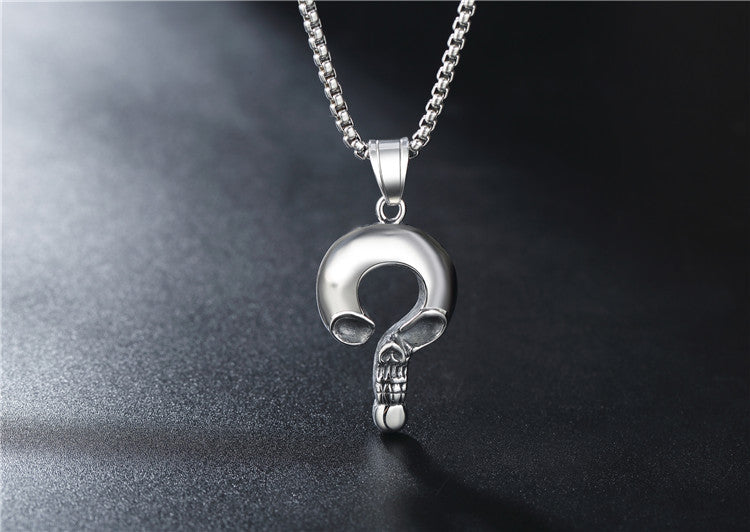 Question Mark Skull Titanium Steel Pendant Necklace