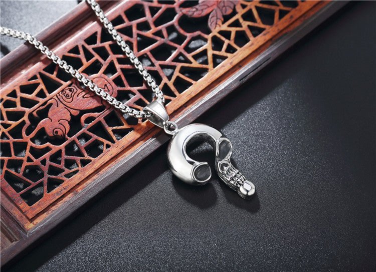 Question Mark Skull Titanium Steel Pendant Necklace