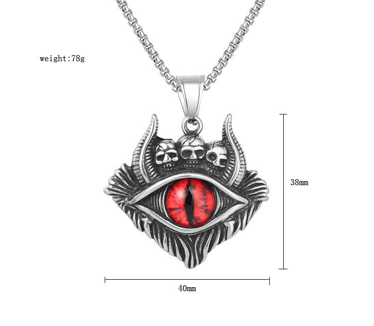 Punk Devil's Eye Titanium Steel Pendant Necklace