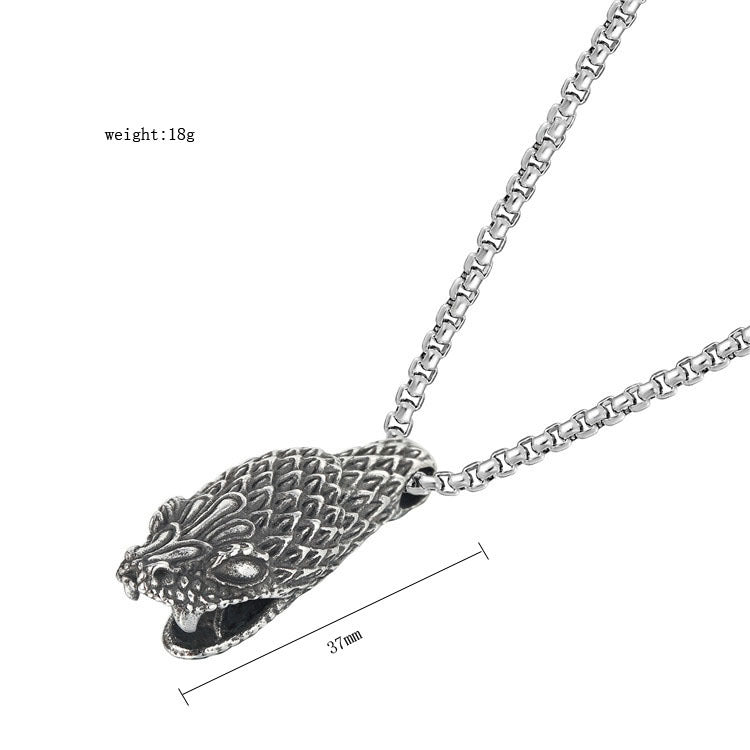 Planderful Snakehead Pendant Necklace Unisex Stainless Steel For Men And Women Protection Statement