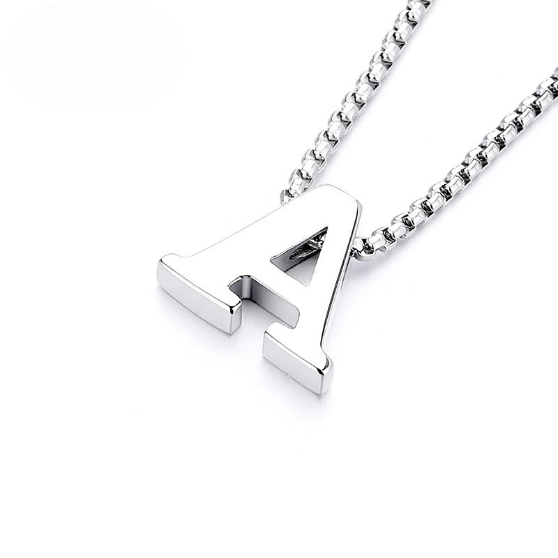 Glossy Letter Stainless Steel Pendant Necklace
