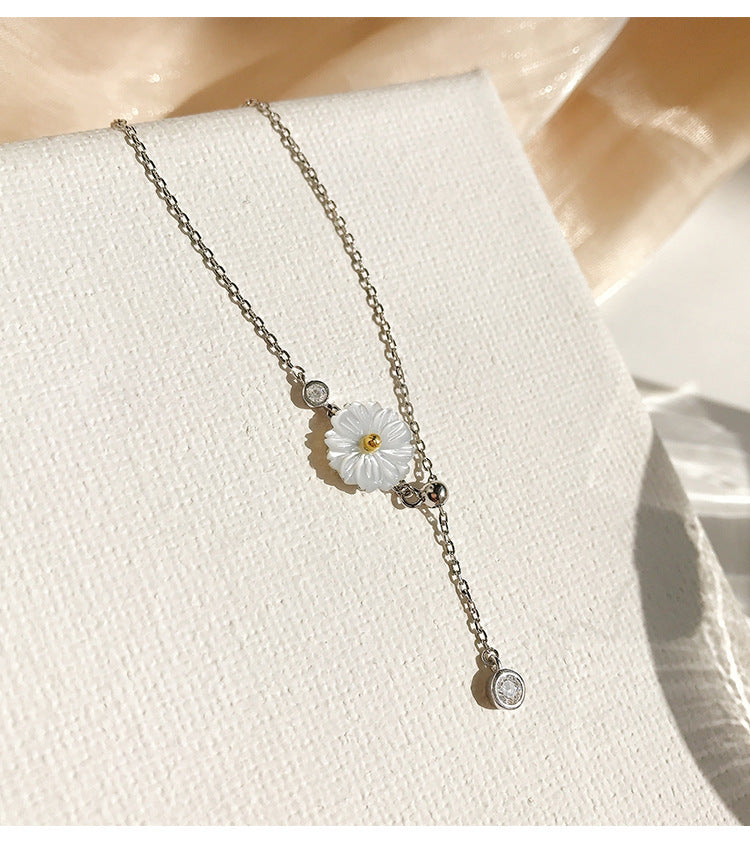 Planderful 925 Sterling Silver Daisy Necklace For Women Elegant Minimalist Everyday Accessory